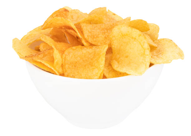 istock Potato chips bowl isolated on white background, with clipping path 1138443383