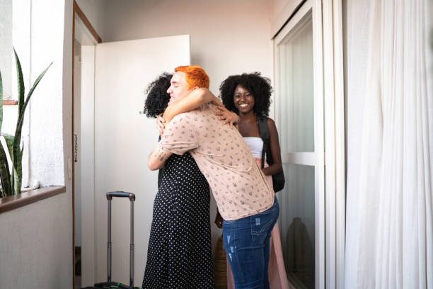 istock Friend welcome guests at house accommodation 1138444550