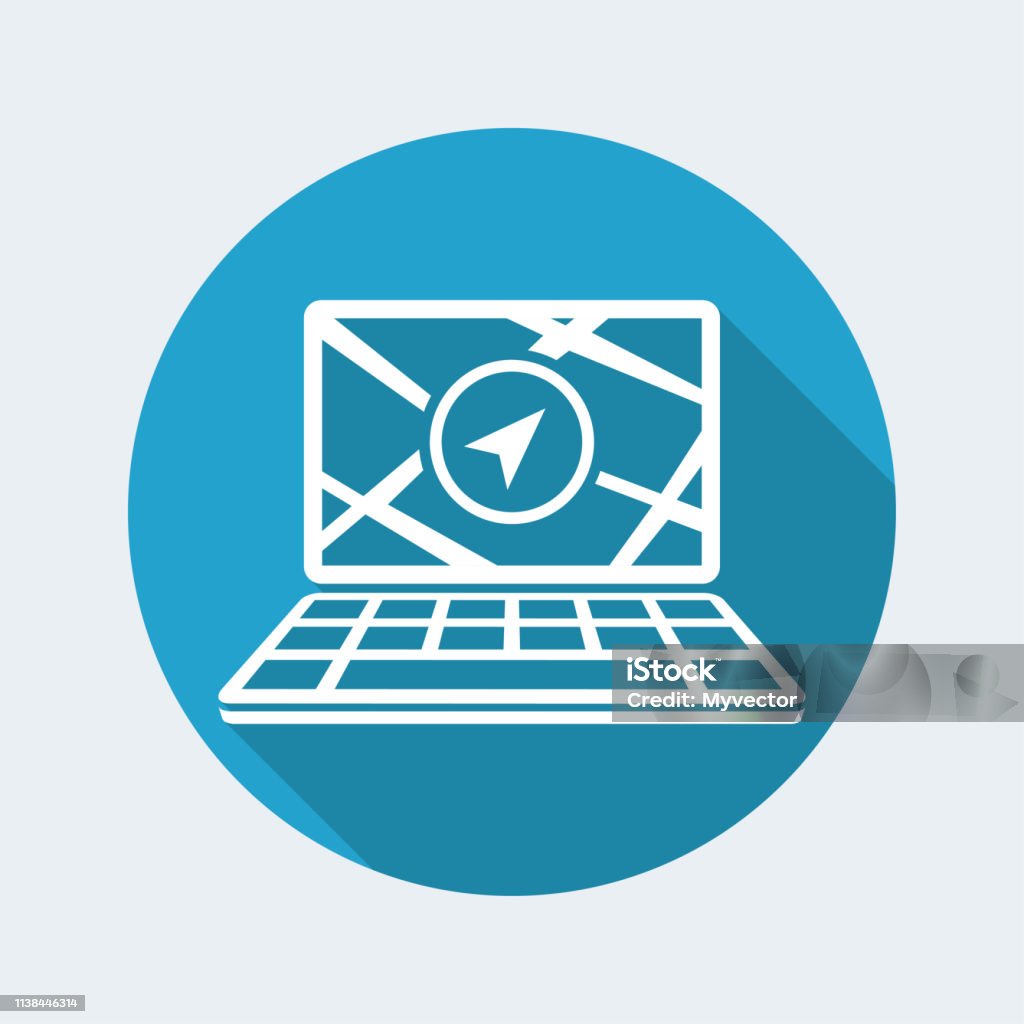 Navigating Computer Icon Navigator Map On Computer Laptop Stock Illustration - Download Image ...