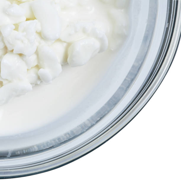 istock Fresh white Cottage cheese in glass plate 1138448284