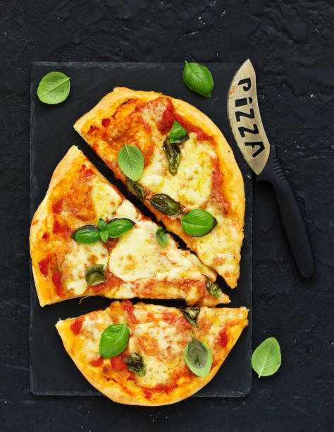 istock Home pizza margarita. View from above. 1138450762