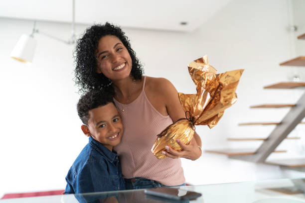 istock Mother and son celebrating easter at home portrait 1138456922