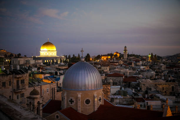 Jerusalem old city sunset night cityscape