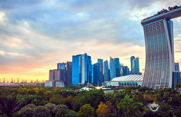 View of the skyscrapers in Singapore stock photo