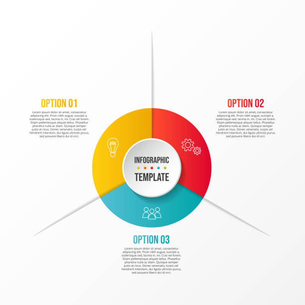 illustrations, cliparts, dessins animés et icônes de infographie ronde d’affaires avec des icônes. vecteur - infographic diagram three dimensional shape data