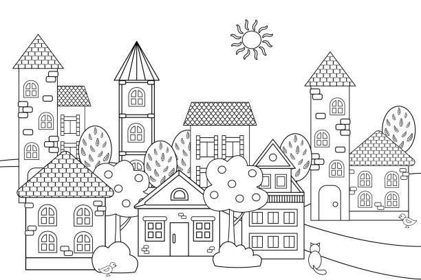 Casa Para Colorear Vectores Libres de Derechos - iStock Casa Para Colorear Vectores Libres de Derechos - iStock