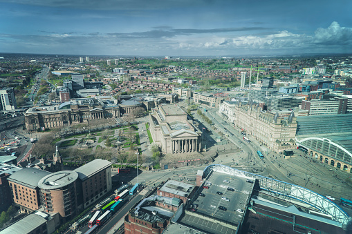 Architecture of Liverpool - aerial view. \nLiverpool, North West England, UK.