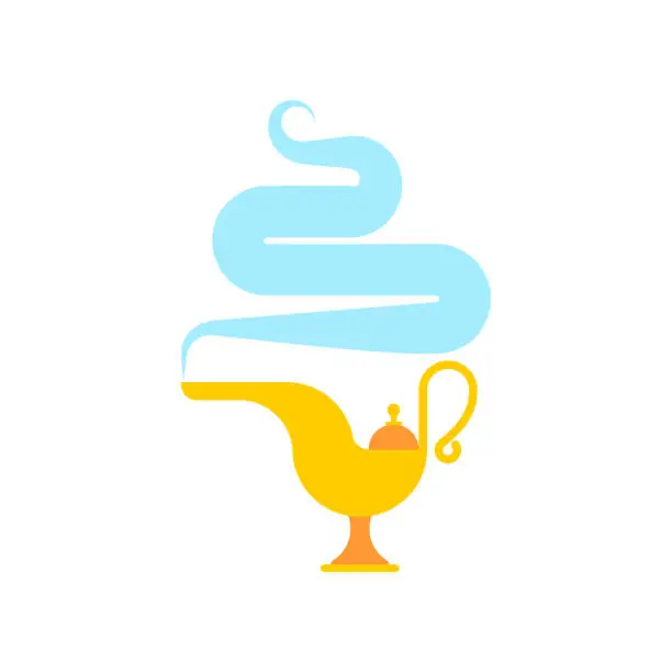 Vector illustration of Magic gold lamp isolated. genie golden lamp. Eastern tale