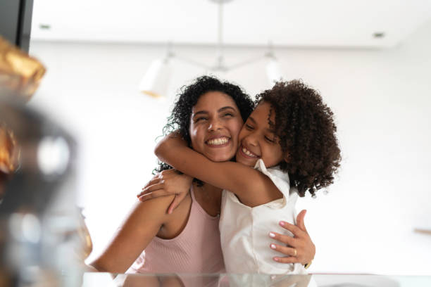 Mother and daughter celebrating easter at home