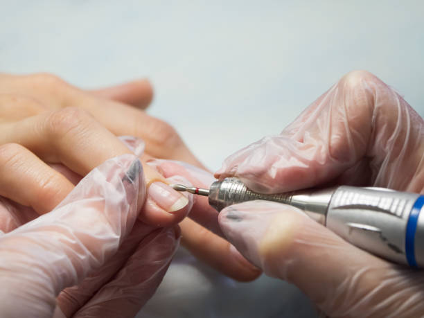 istock Hardware manicure. Treatment of nail cutters. 1138464961