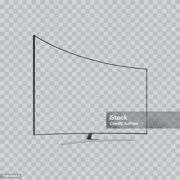 Curved Display Vector Realistic Curved Tv Monitor With Transparent Screen Vector Stock ...