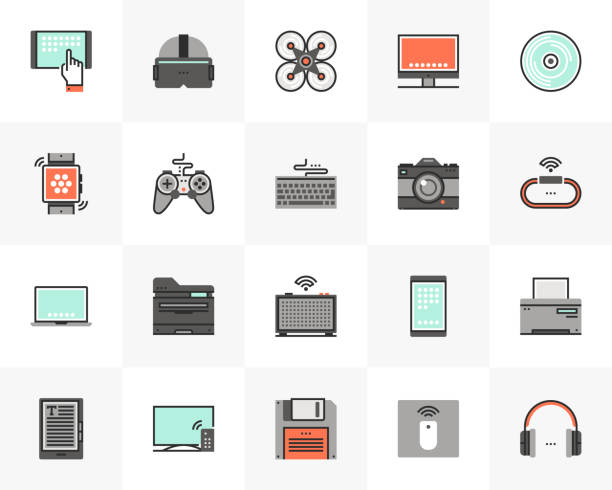 Electronics Devices Futuro Next Icons Pack vector art illustration