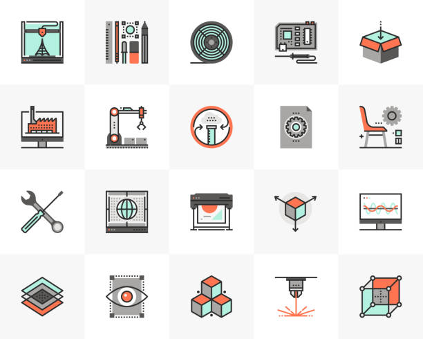 3D Printing Futuro Next Icons Pack vector art illustration