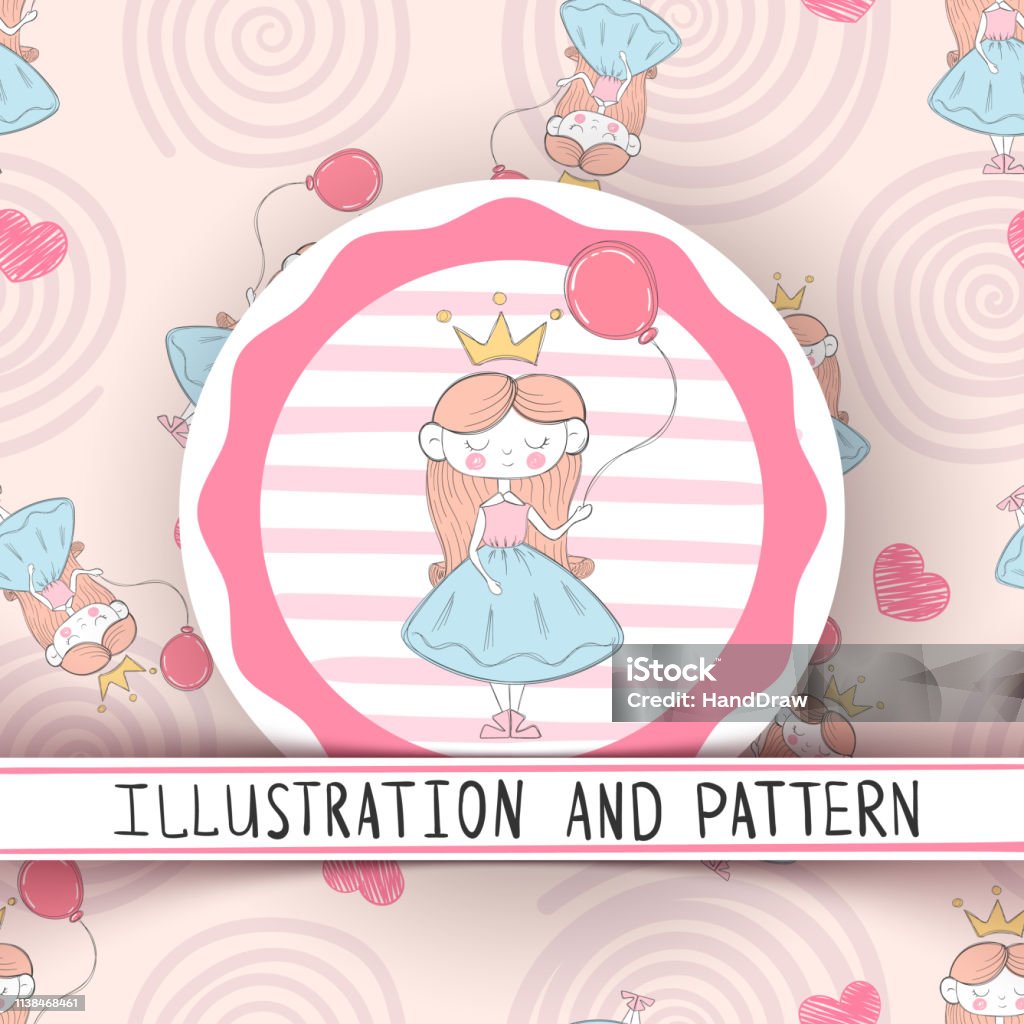 Small Princess Pattern Cute Little Princess Seamless Pattern Stock Illustration - Download ...