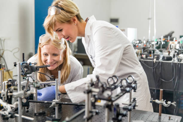 istock Female Researchers Assembling Laser Experimentation Platform Parts 1138469766