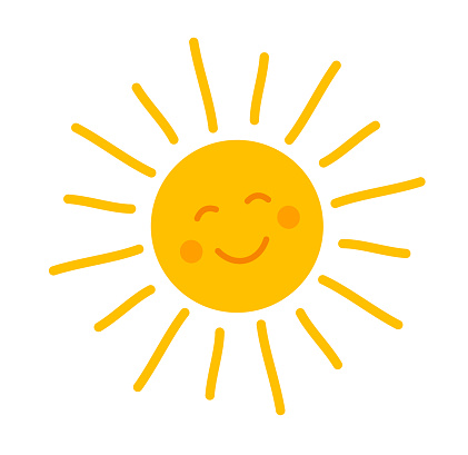 Cute smiling sun icon. Vector illustration