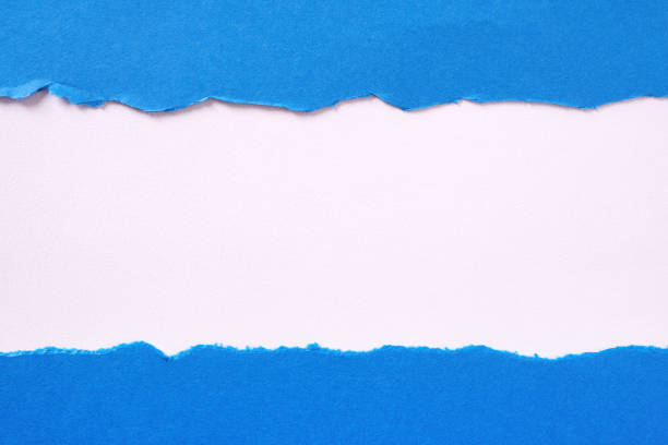 istock Torn blue paper strip straight edge border flat 1138472316