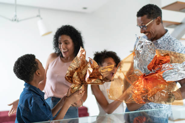 istock Family celebrating easter at home 1138472407