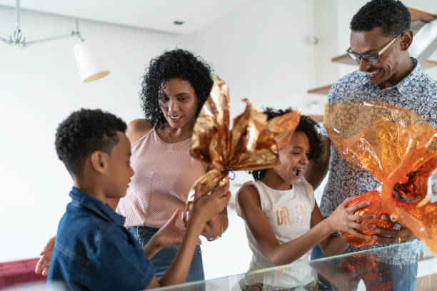 istock Family celebrating easter at home 1138472411