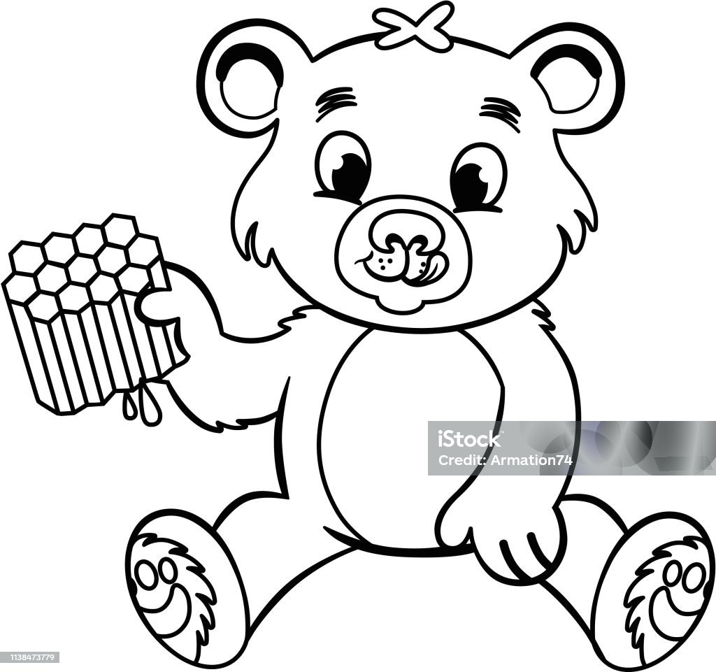 Black and white a bear Black and white a bear while eating honey. Animal stock vector