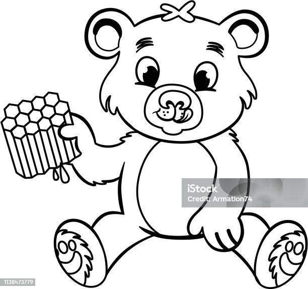 Black And White A Bear Stock Illustration - Download Image Now - Animal, Animal Wildlife, Bear