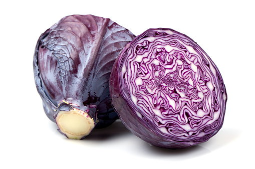 Purple cabbages on white background