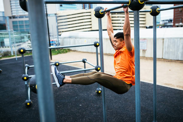 istock Marathon runner exercising on cloudy day effort for abs and sit-ups. 1138483584