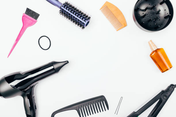 istock Flat lay composition of hair styling devices 1138490177