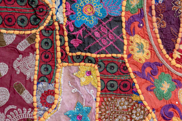 istock Detail old patchwork carpet. Close up, India 1138494411