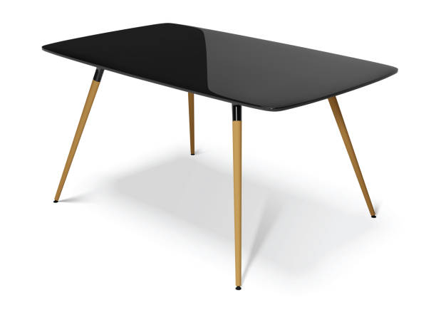 schwarzer tisch mit holzbeinen, vektorabbildung - lack stock-grafiken, -clipart, -cartoons und -symbole