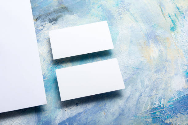 istock Business cards blank. Mockup on color background. Flat Lay. copy space for text 1138499897