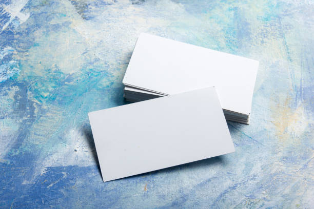 istock Business cards blank. Mockup on color background. Flat Lay. copy space for text 1138499905