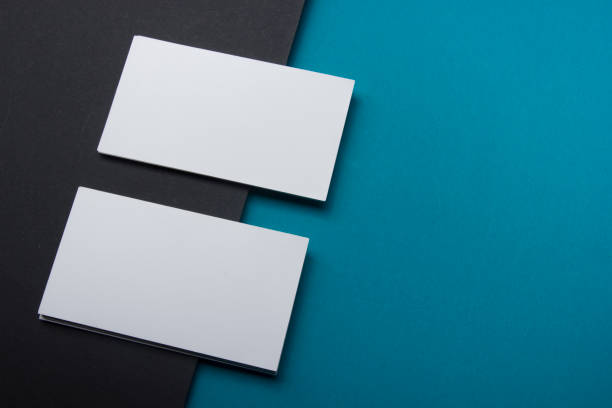 istock Business cards blank. Mockup on color background. Flat Lay. copy space for text 1138499919