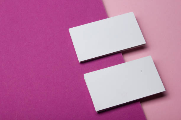 istock Business cards blank. Mockup on color background. Flat Lay. copy space for text 1138499925