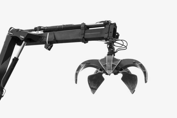 istock Crane Arm With Open Claw. Industrial grabber. Isolated on white 1138501978