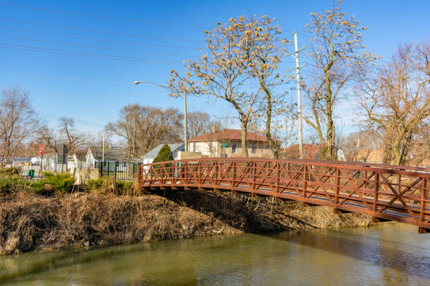 Bridge over Canal in Suburban Lockport Illinois