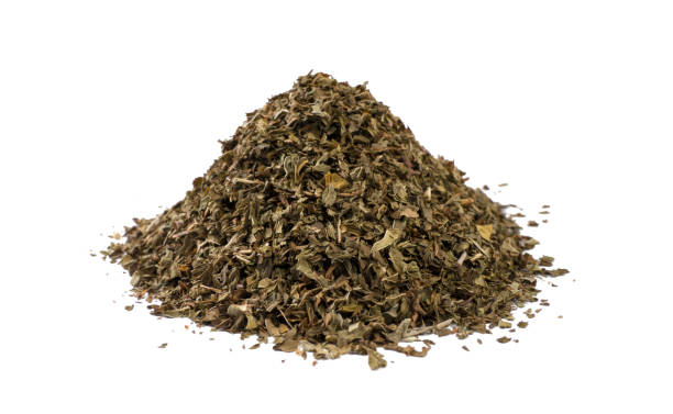 istock mint leaves heap isolated on white background. front view 1138504696