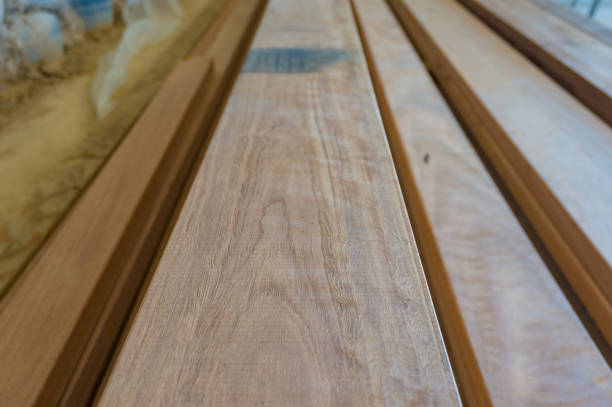 istock Perspective view of hardwood planks. Construction materials background 1138504864