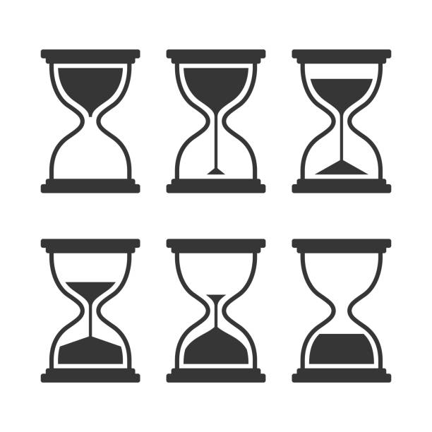kum saati modern vektör simgeleri beyaz arka planda izole set - saat yelkovanı illüstrasyonlar stock illustrations