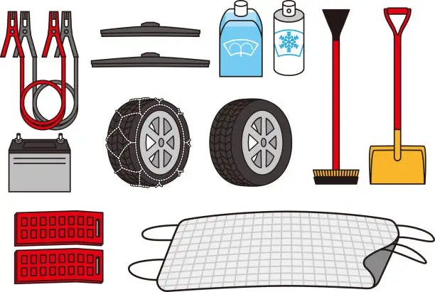 Vector illustration of Winter equipment of car