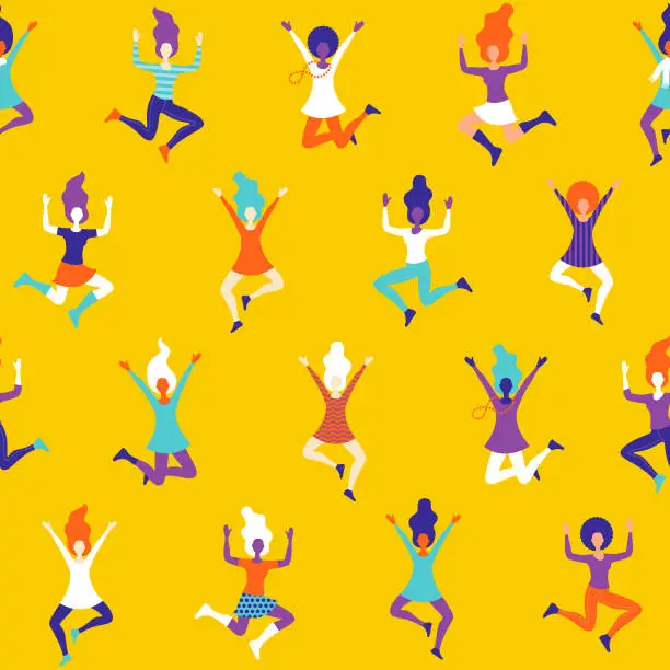 Vector illustration of Celebrating Women Seamless Pattern