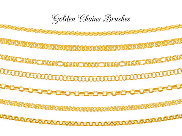 goldene ketten brüllen - chunky jewelry stock-grafiken, -clipart, -cartoons und -symbole
