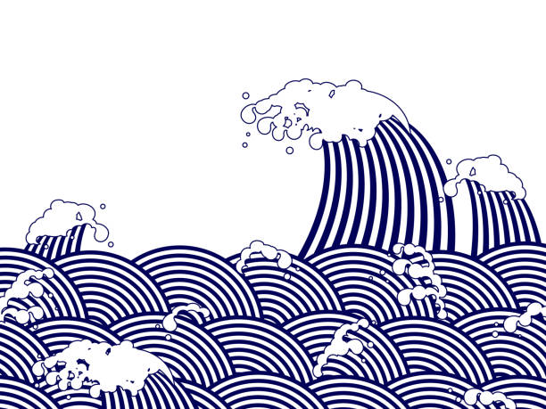 Japanese wave illustration Japanese wave illustration nihonga stock illustrations