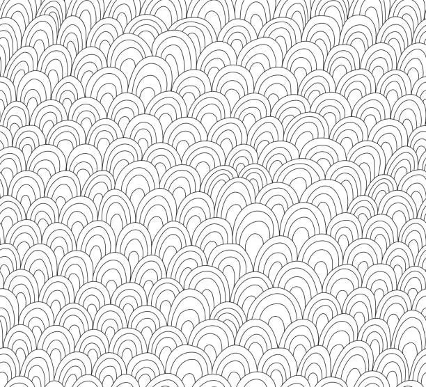 Vector illustration of Freehand scallop pattern