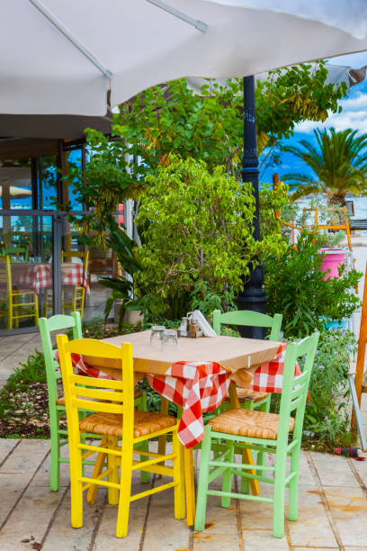istock Empty chairs in a restaurant on the street 1138508977