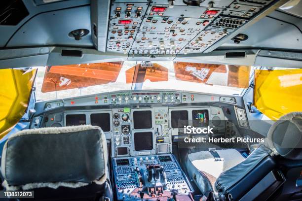Cockpit Stock Photo - Download Image Now - Control Panel, Commercial Airplane, Toulouse