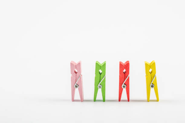 istock Colored wooden clips, office supplies 1138512869