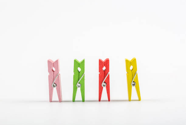 istock Colored wooden clips, office supplies 1138512887
