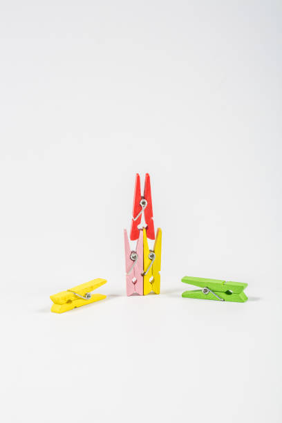 istock Colored wooden clips, office supplies 1138513089