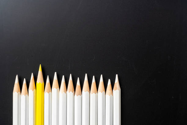 color pencil with leadership, teamwork concept